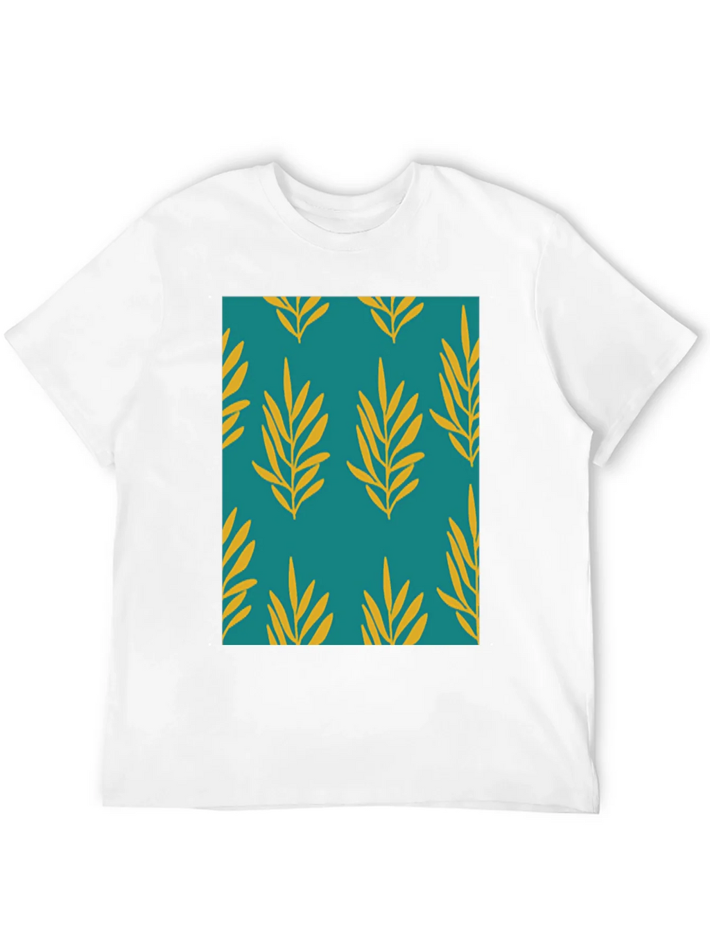Leaf Pattern Print Mens Black T-Shirt product image 5
