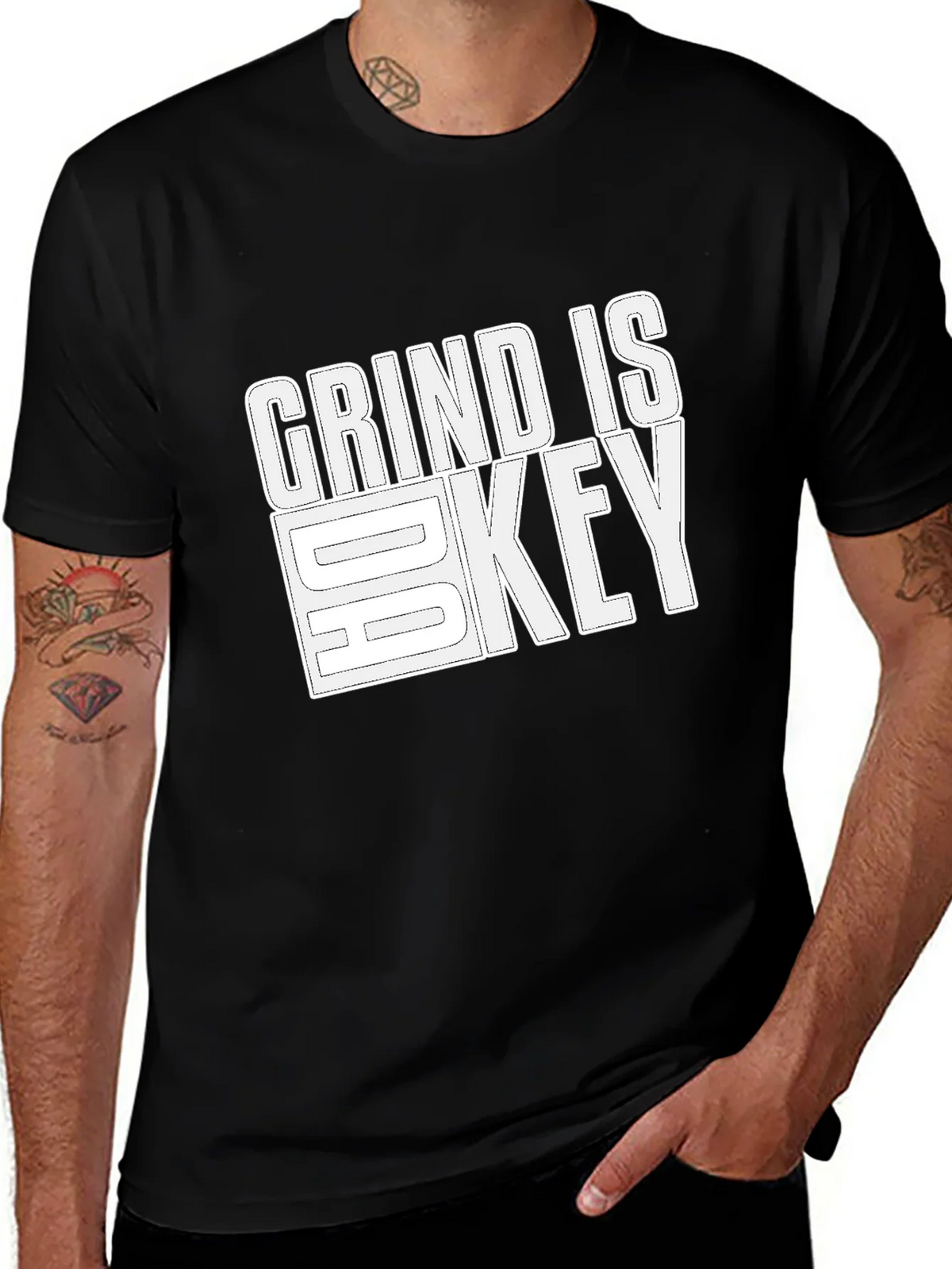 Grind is Key Black Graphic T-Shirt product image 1