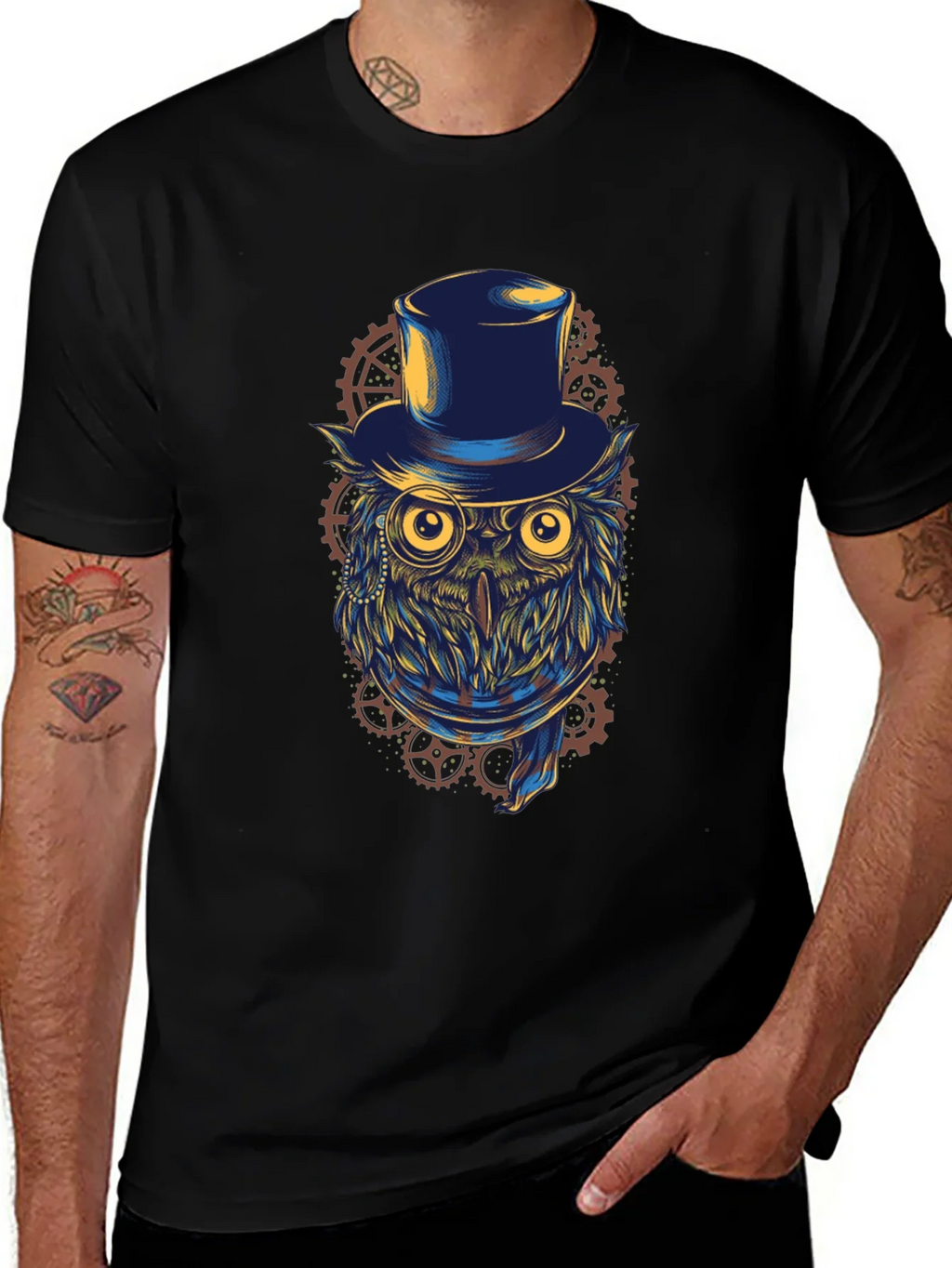 Steampunk Owl T-Shirt - Top Hat & Goggles