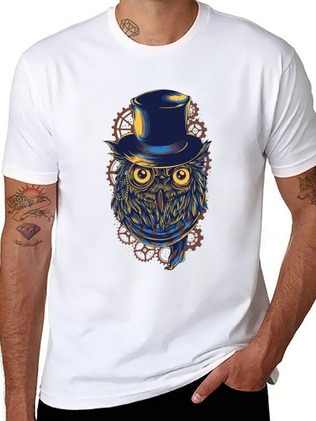 Steampunk Owl T-Shirt - Top Hat & Goggles