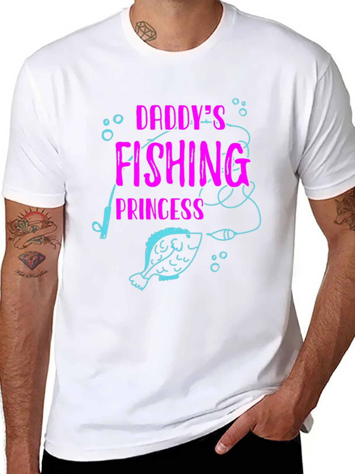 Daddys Fishing Princess Black T-Shirt product image 7