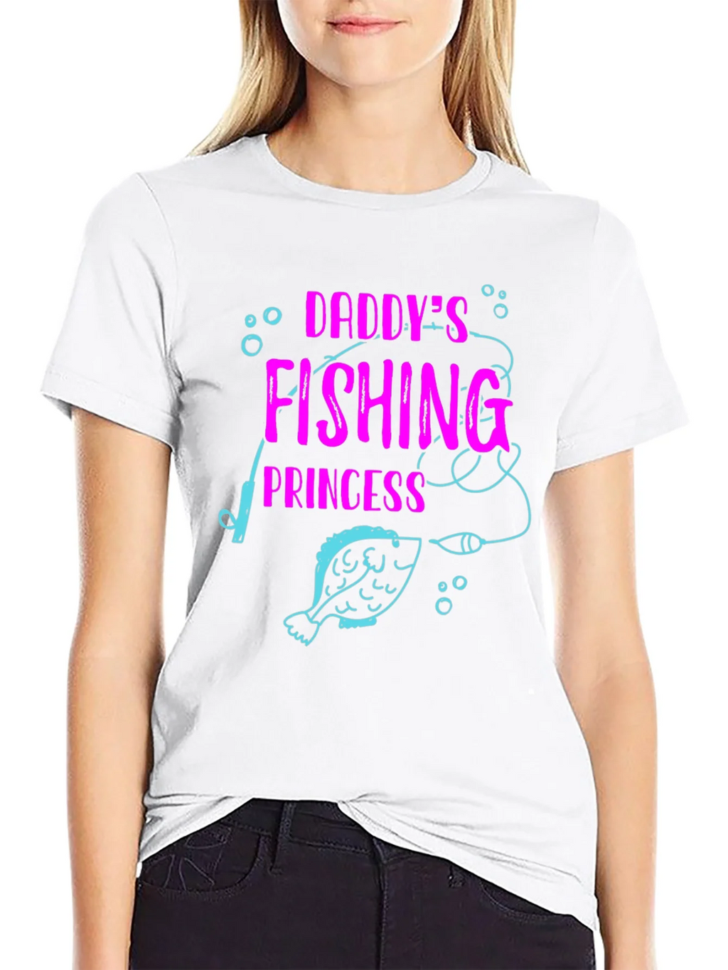 Daddys Fishing Princess Black T-Shirt product image 8