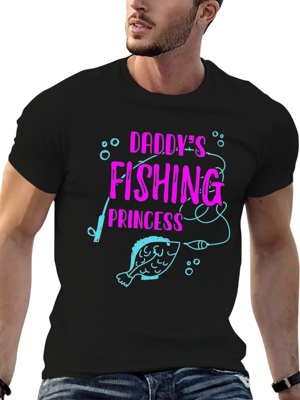 Daddys Fishing Princess Black T-Shirt product image 6