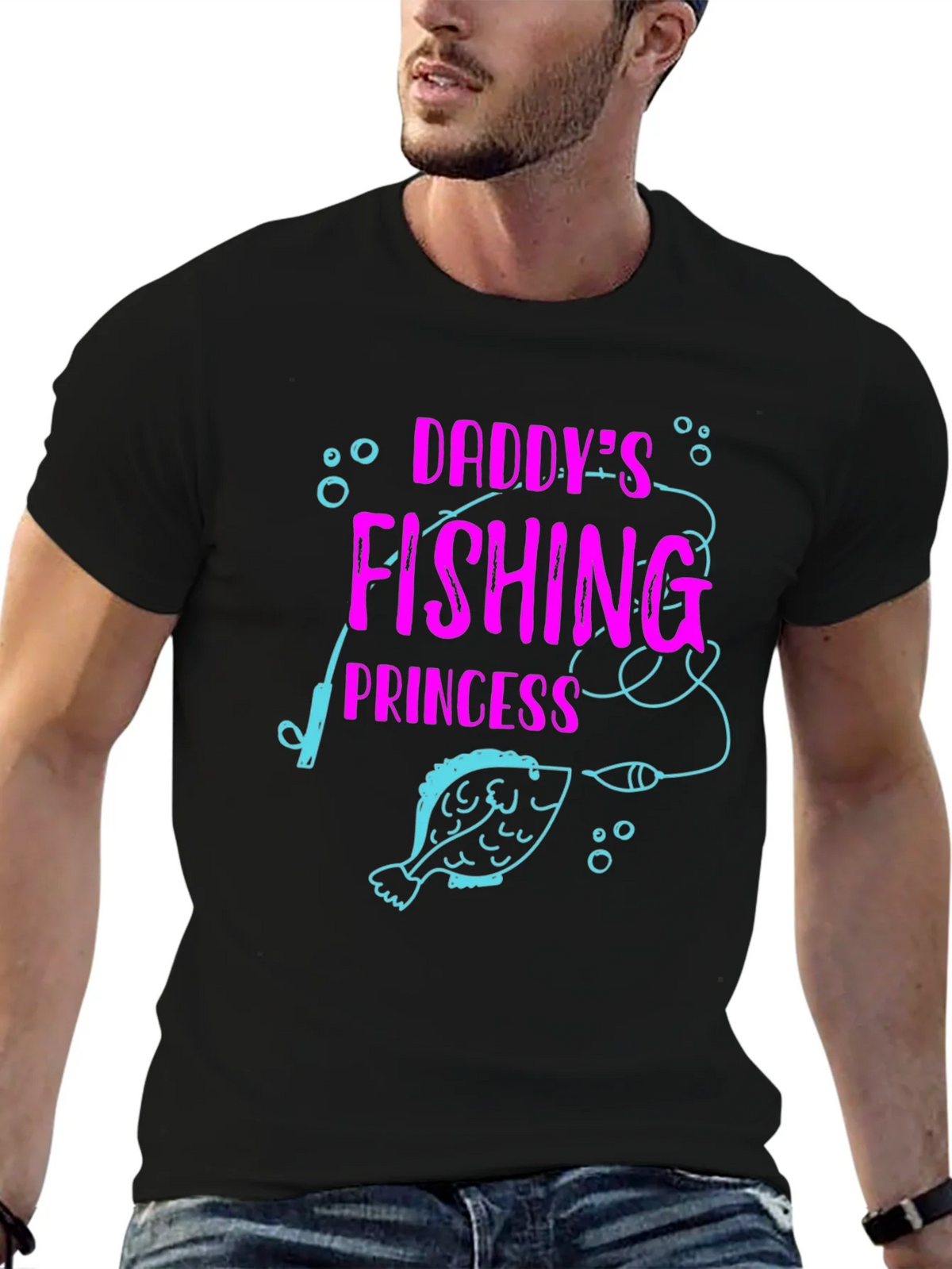 Daddys Fishing Princess Black T-Shirt product image 6