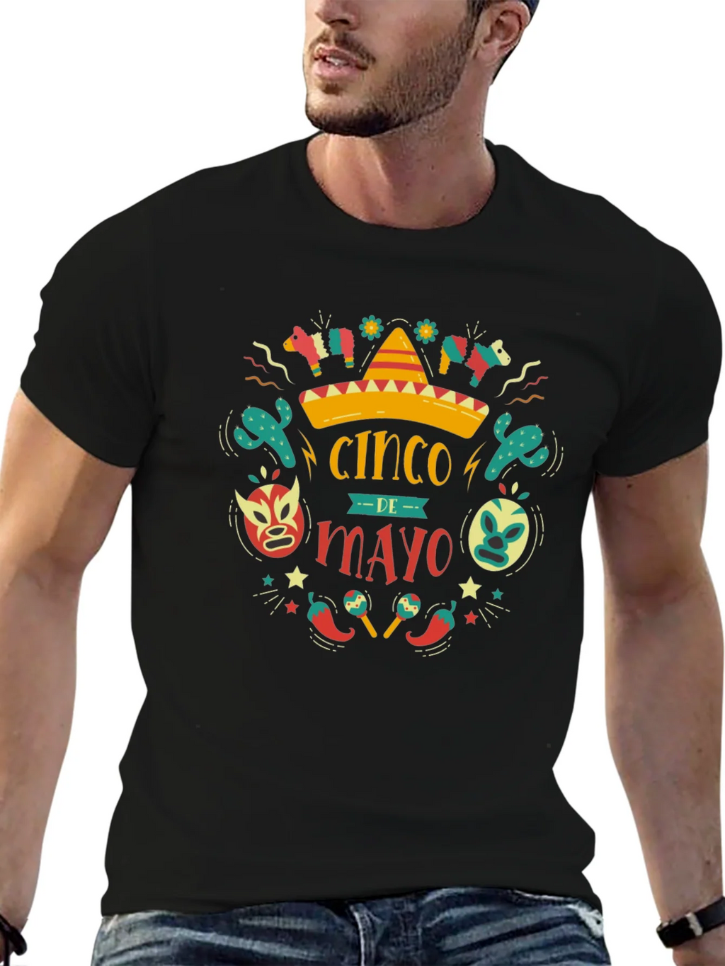 Cinco de Mayo T-Shirt - Black Cotton Graphic Tee product image 6