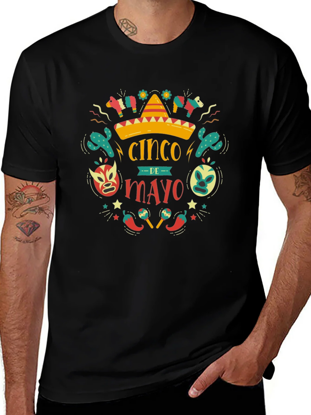Cinco de Mayo T-Shirt - Black Cotton Graphic Tee product image 1