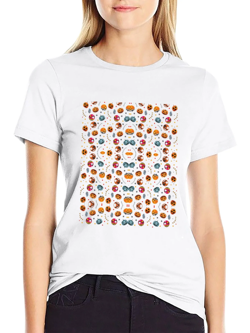Spooky Halloween Pattern Black T-Shirt product image 8