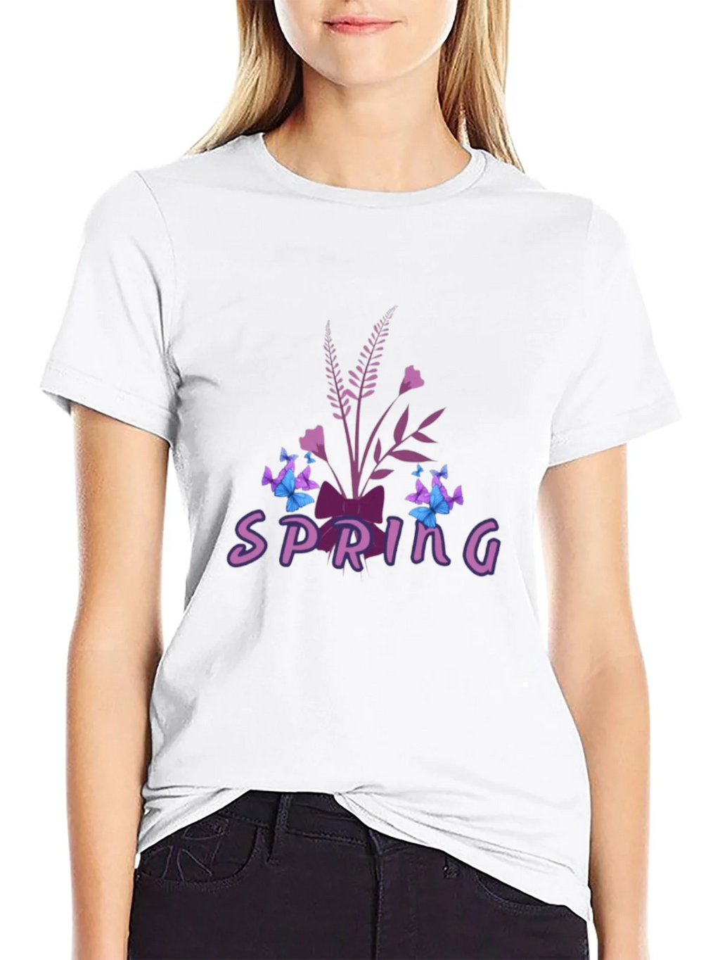 Spring Floral Butterfly Graphic Tee - Black product image 8