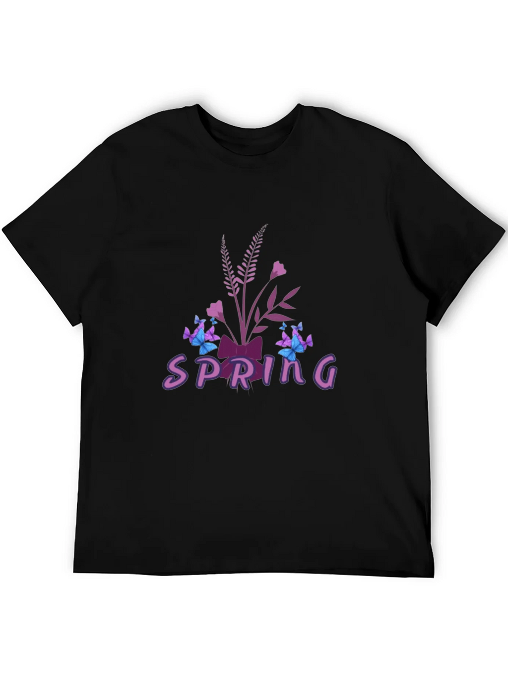 Spring Floral Butterfly Graphic Tee - Black product image 5