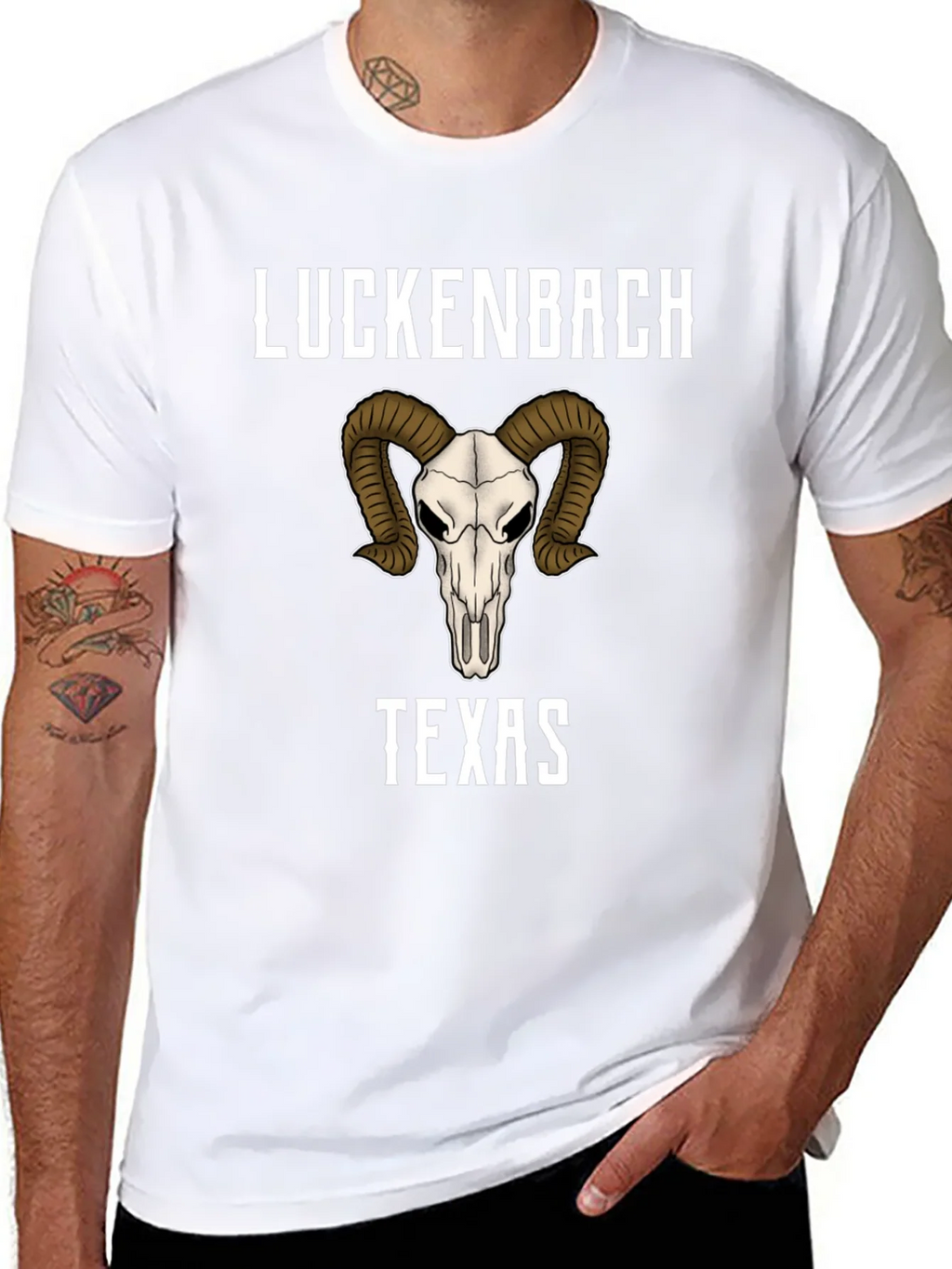 Luckenbach Texas Ram Skull Graphic T-Shirt product image 7