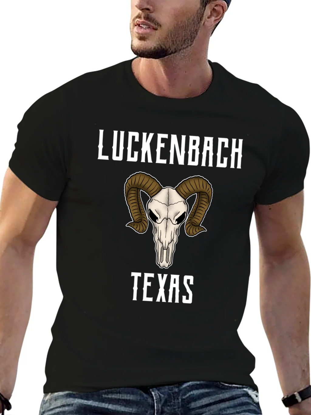 Luckenbach Texas Ram Skull Graphic T-Shirt product image 6
