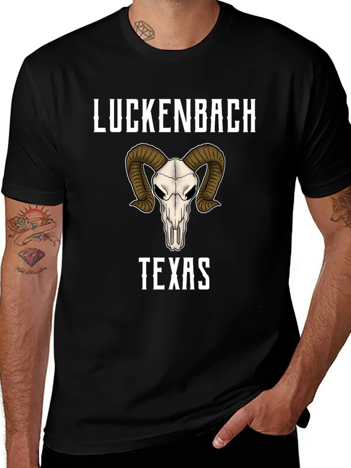 Luckenbach Texas Ram Skull Graphic T-Shirt product image 1