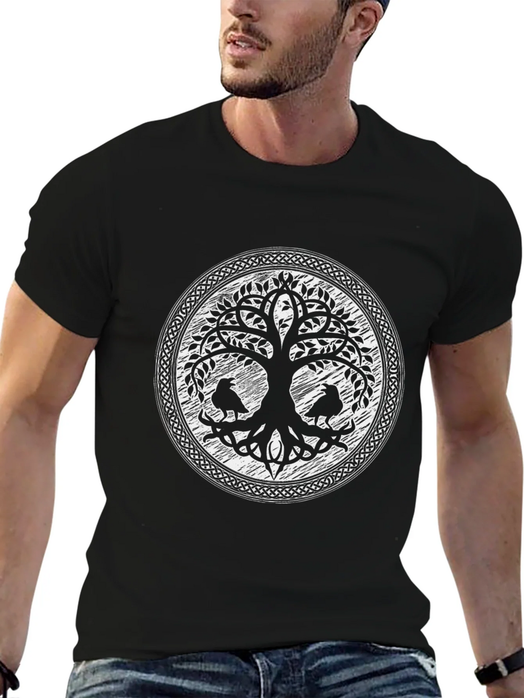 Yggdrasil Tree of Life Raven Graphic T-Shirt product image 6