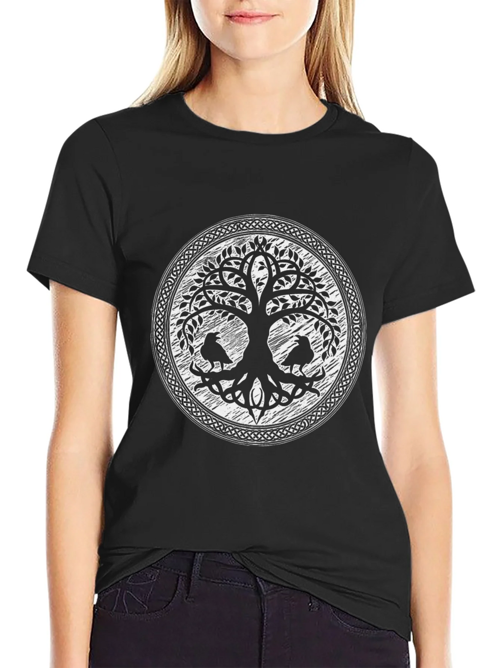 Yggdrasil Tree of Life Raven Graphic T-Shirt product image 2