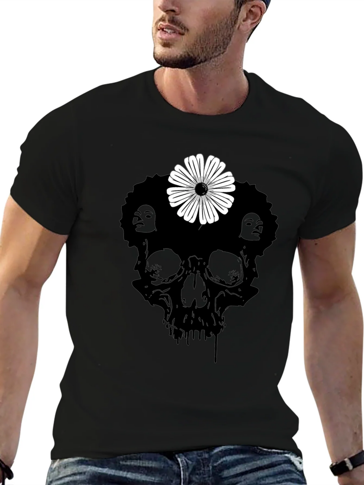 Skull Flower Graphic Tee - Stylish Black T-Shirt product image 6