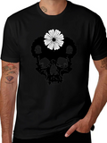 Skull Flower Graphic Tee - Stylish Black T-Shirt product image 1