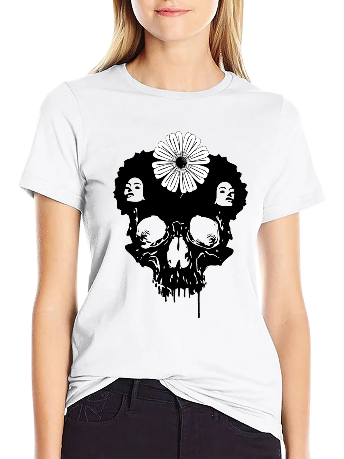 Skull Flower Graphic Tee - Stylish Black T-Shirt product image 8