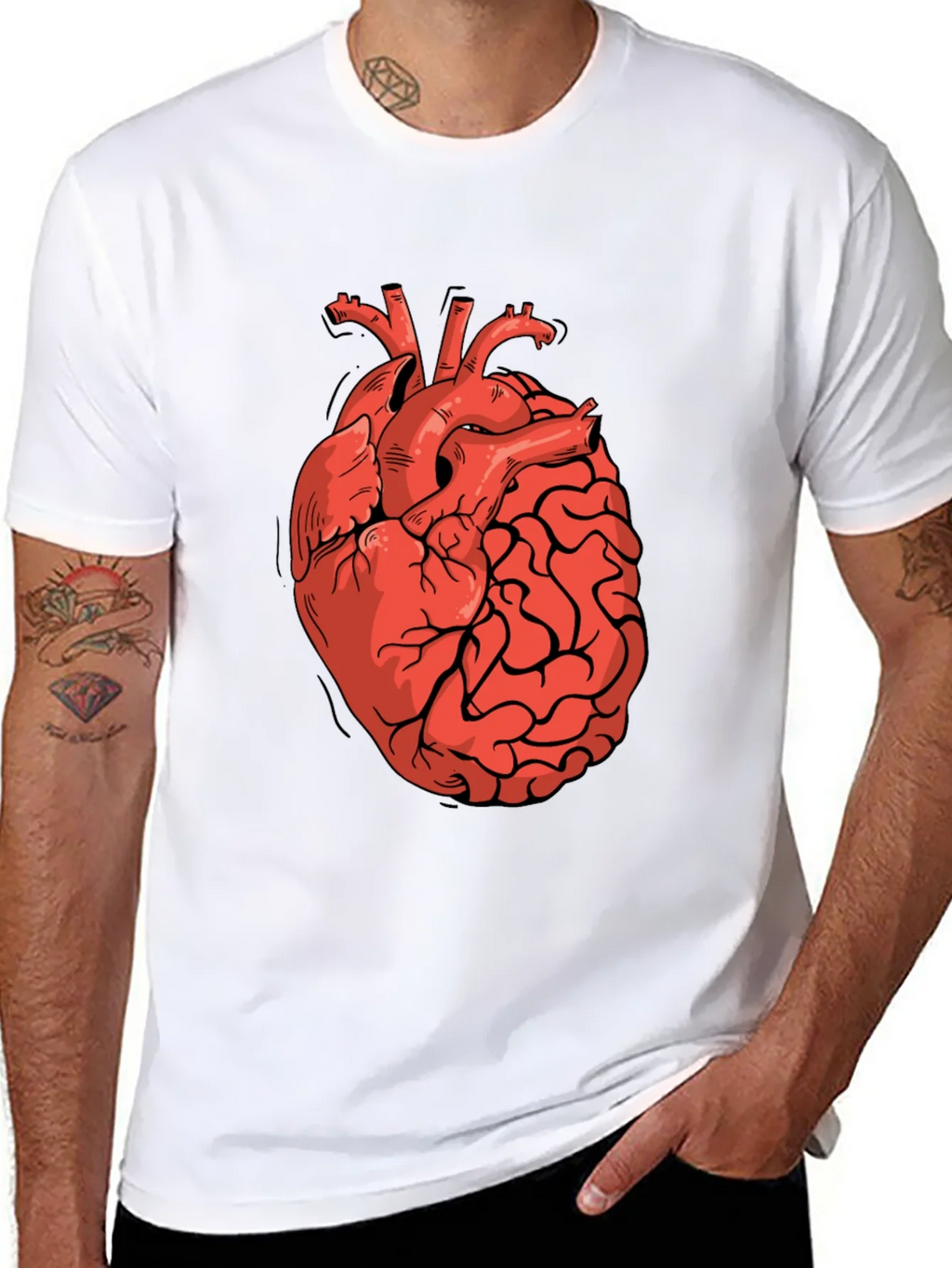 Heart-Brain Graphic Tee - Stylish Black T-Shirt product image 7
