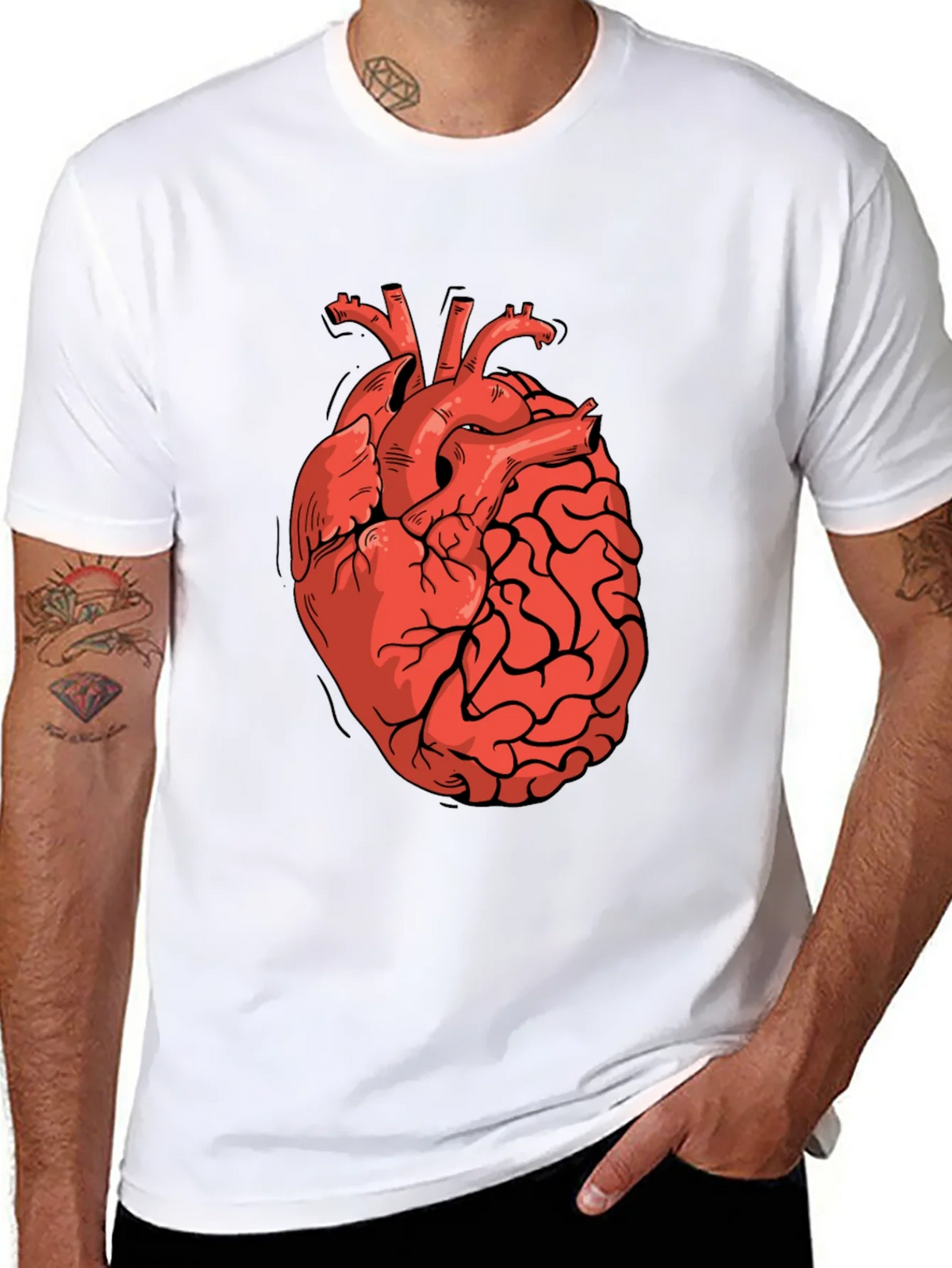 Heart-Brain Graphic Tee - Stylish Black T-Shirt product image 7