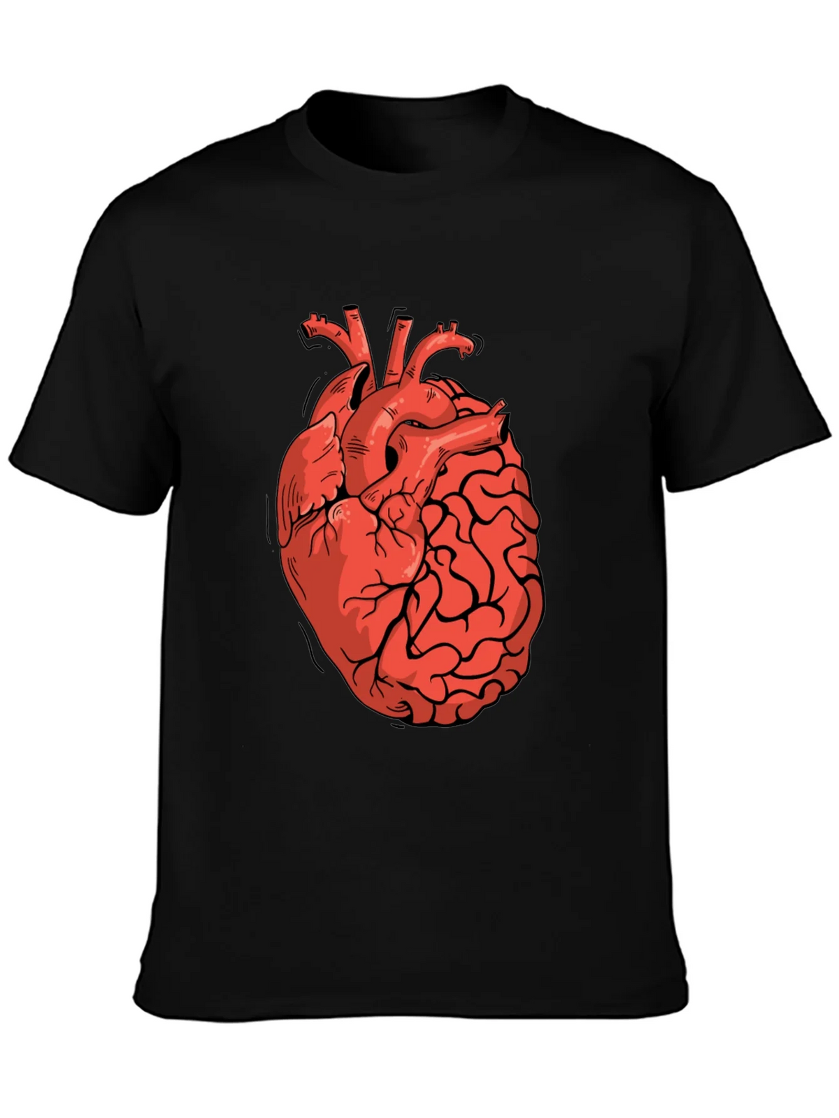 Heart-Brain Graphic Tee - Stylish Black T-Shirt product image 3