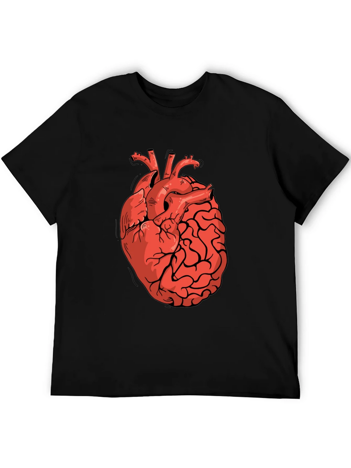 Heart-Brain Graphic Tee - Stylish Black T-Shirt product image 5