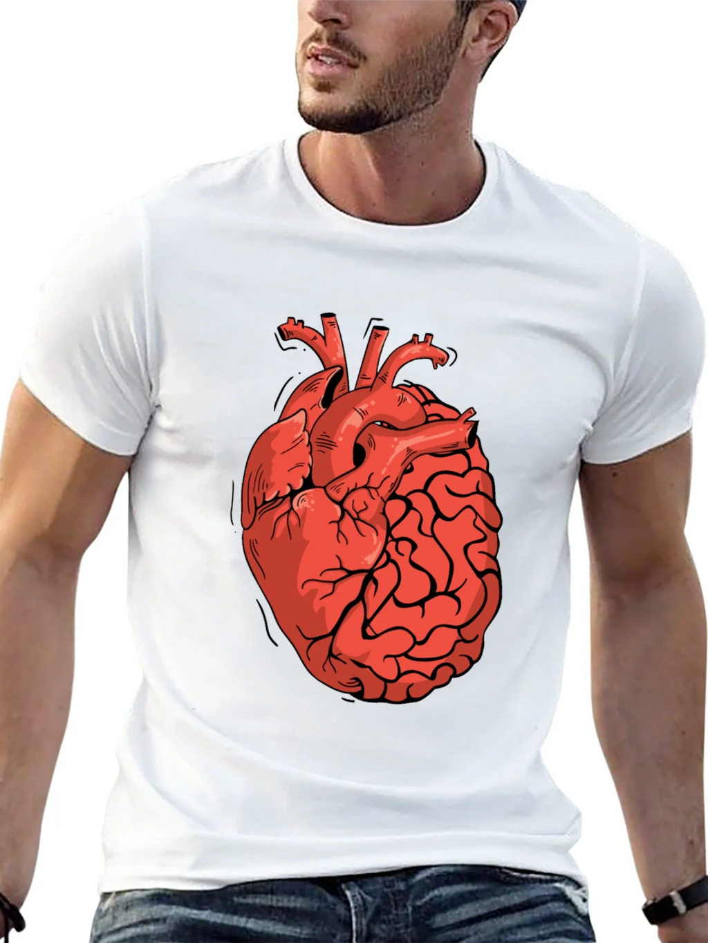 Heart-Brain Graphic Tee - Stylish Black T-Shirt product image 12