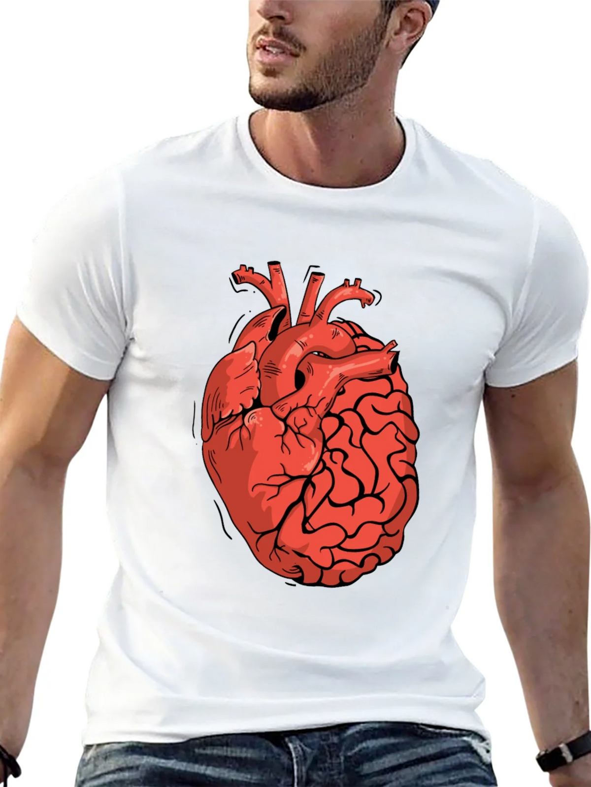Heart-Brain Graphic Tee - Stylish Black T-Shirt product image 12