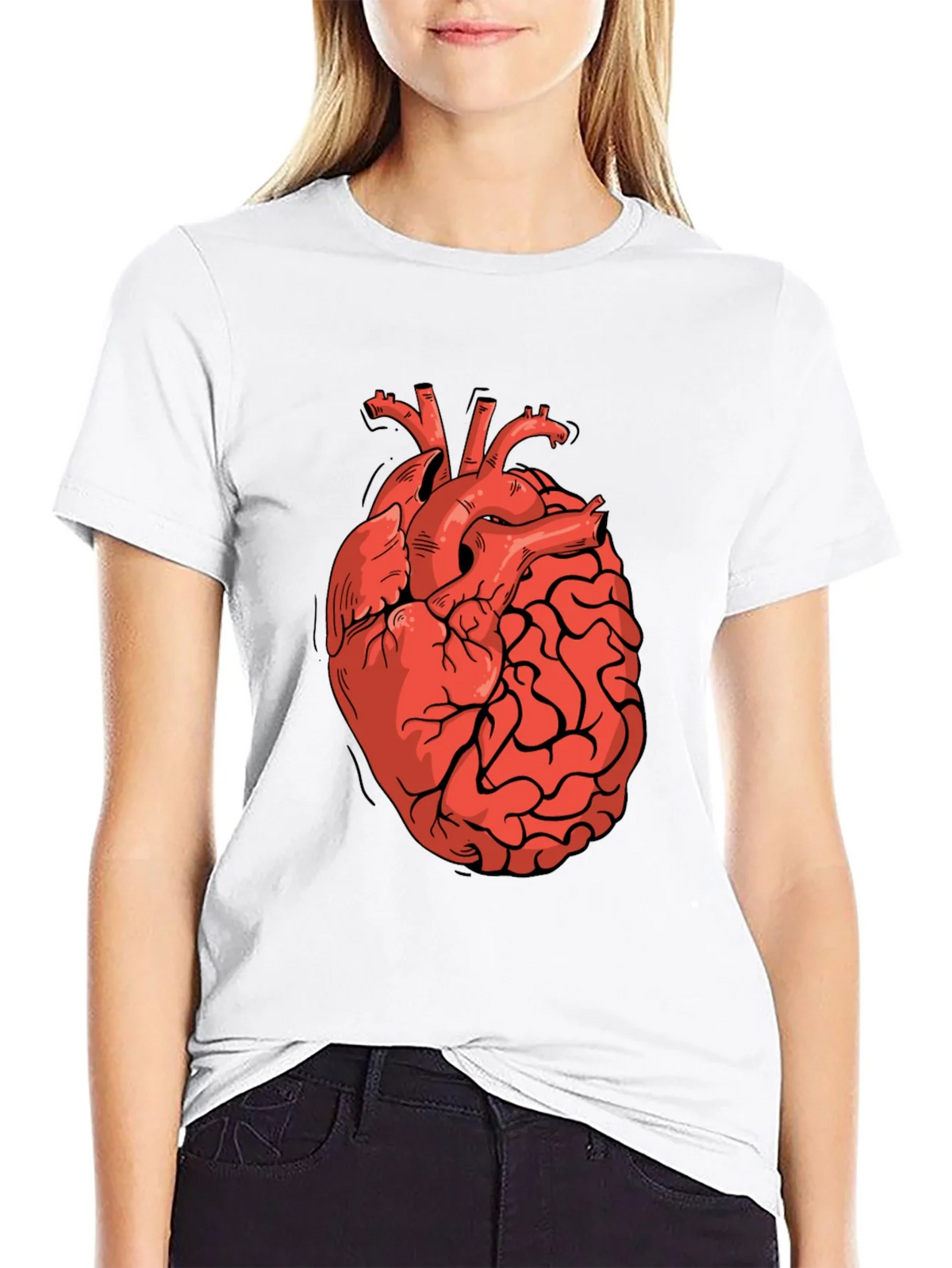 Heart-Brain Graphic Tee - Stylish Black T-Shirt product image 8