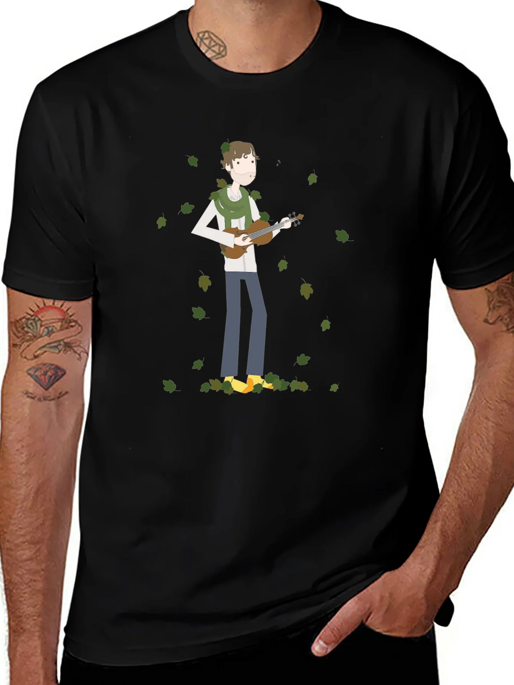 Whimsical Musician Black T-Shirt product image 1