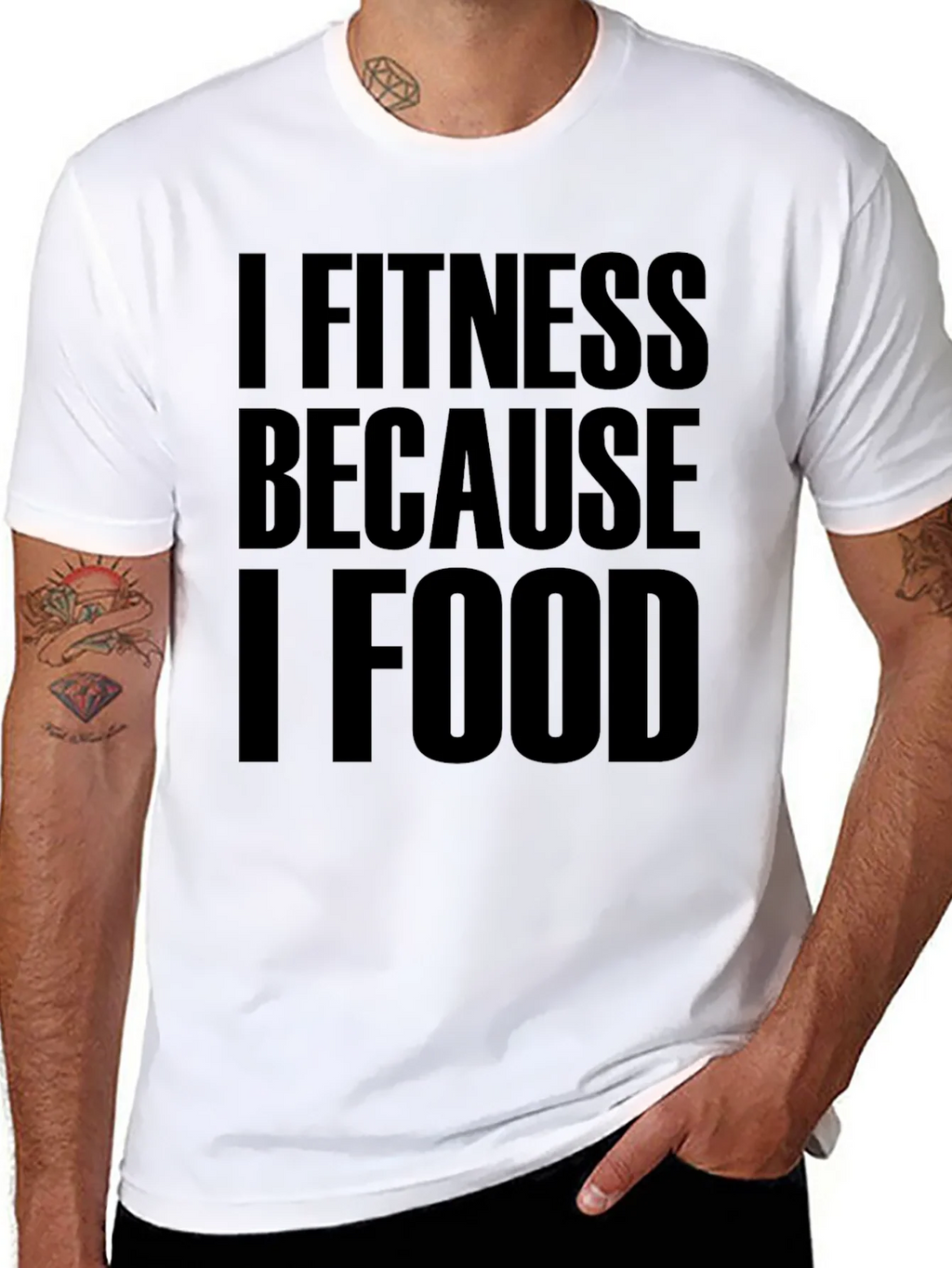 I Fitness Because I Food Black T-Shirt product image 7