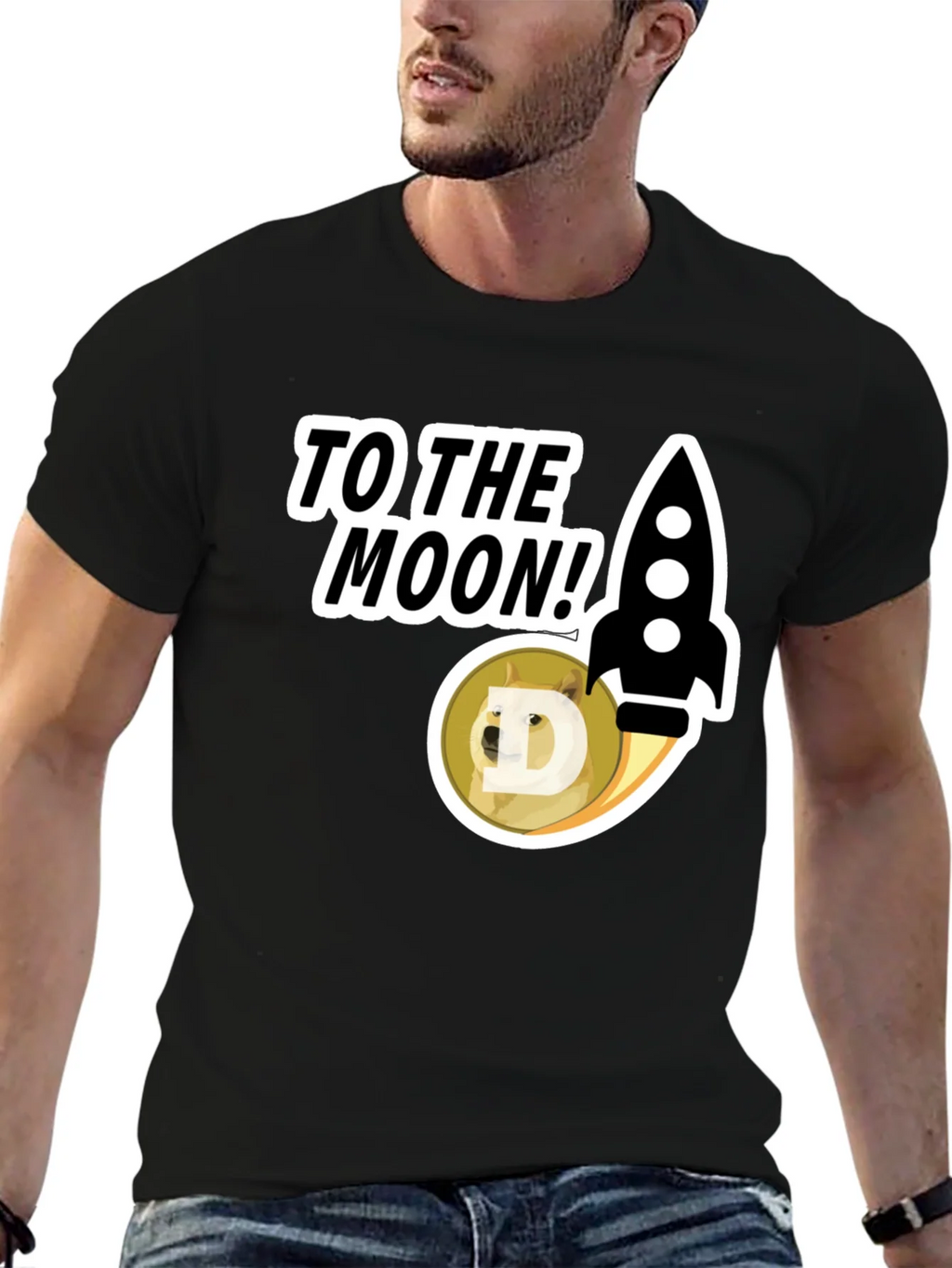 To the Moon! Doge Rocket Graphic Tee product image 6