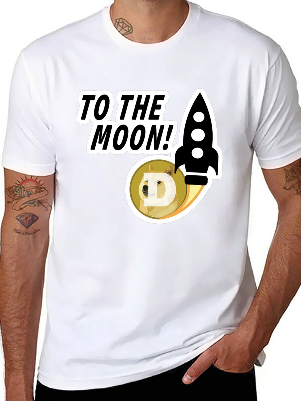 To the Moon! Doge Rocket Graphic Tee product image 7