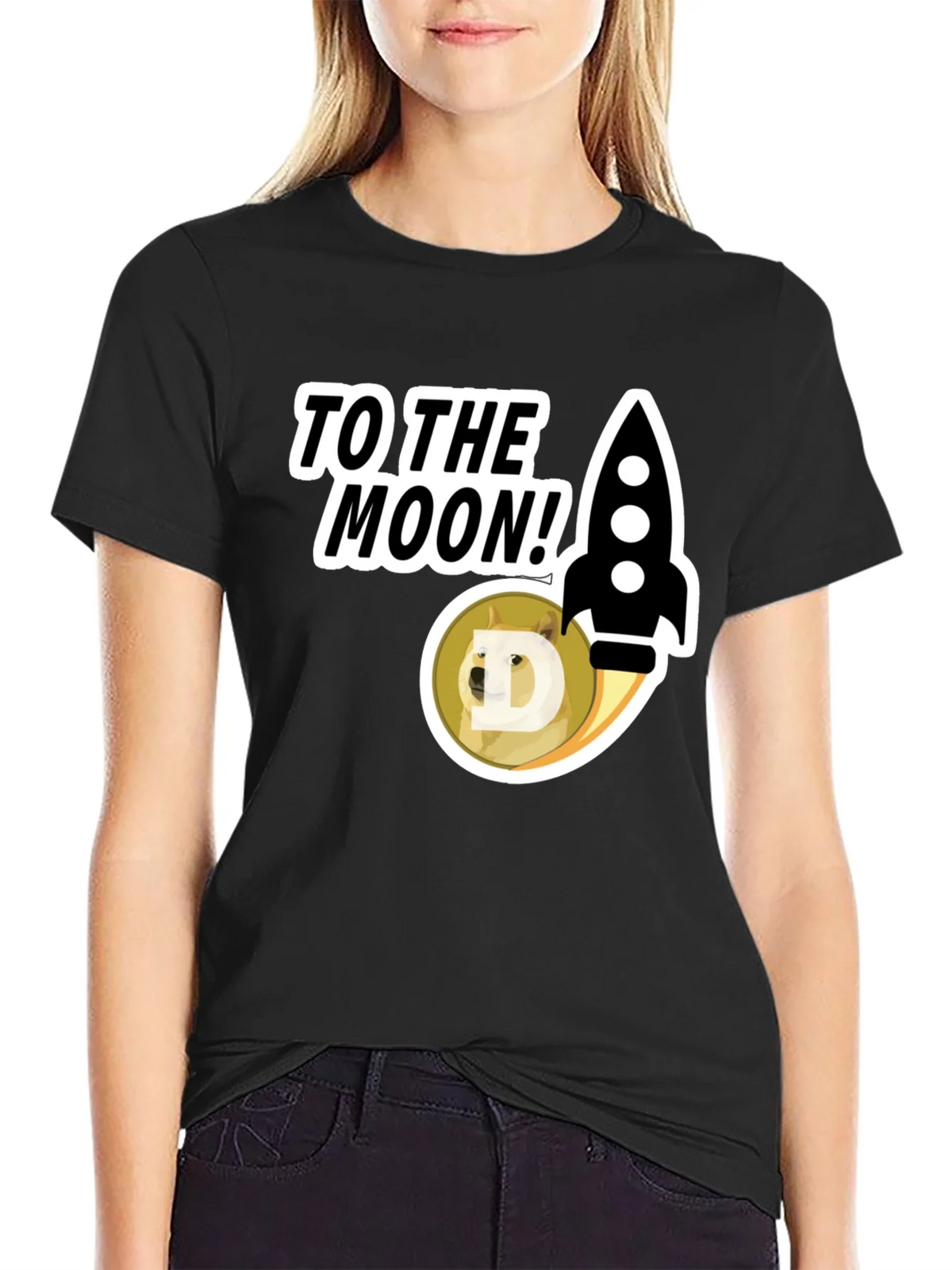 To the Moon! Doge Rocket Graphic Tee product image 2