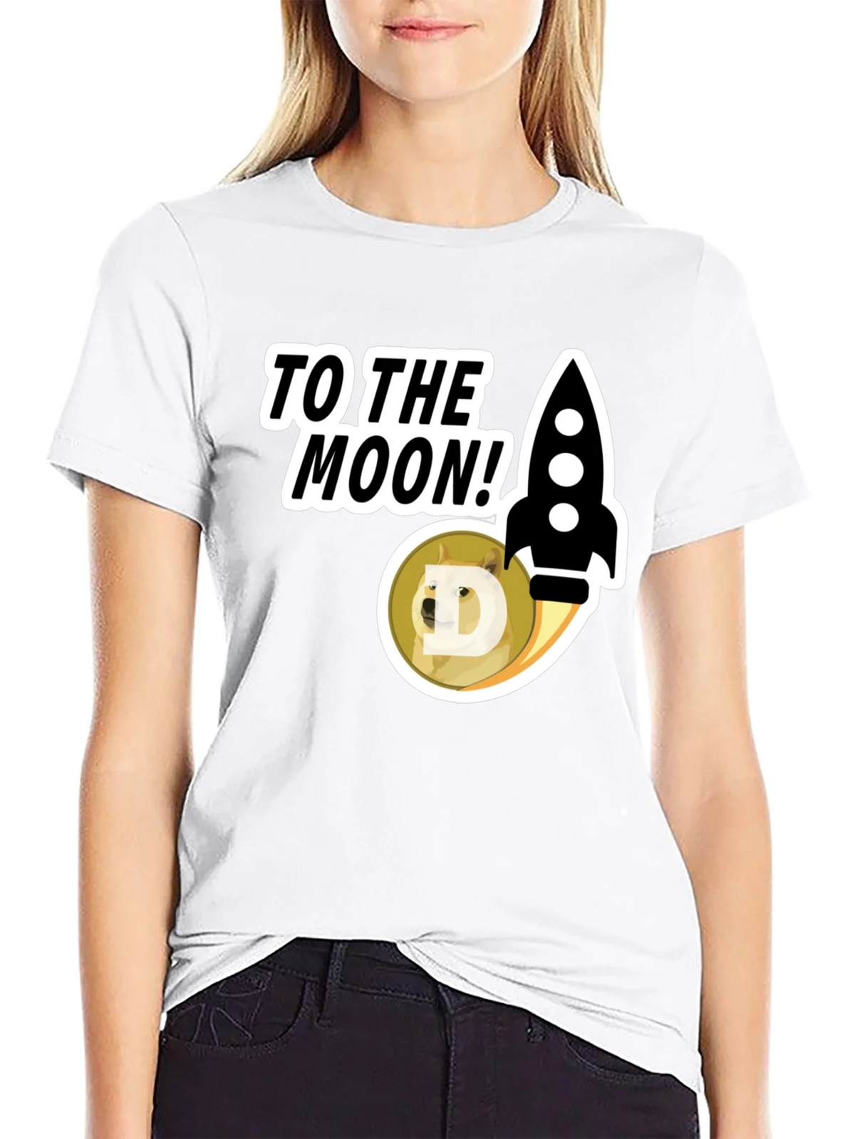 To the Moon! Doge Rocket Graphic Tee product image 8