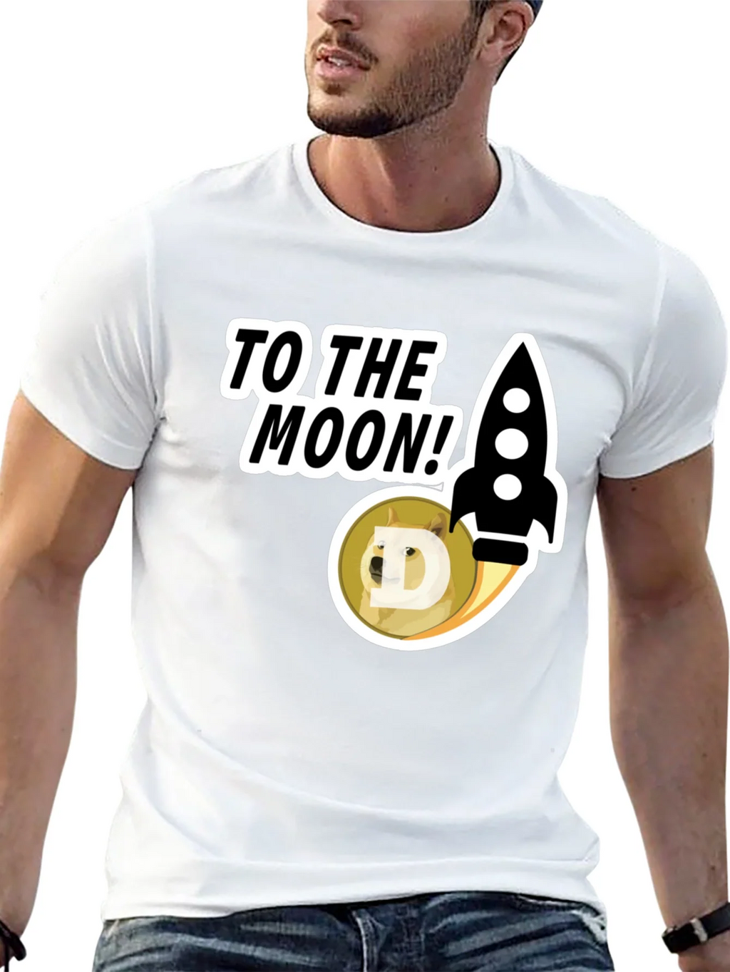 To the Moon! Doge Rocket Graphic Tee product image 12