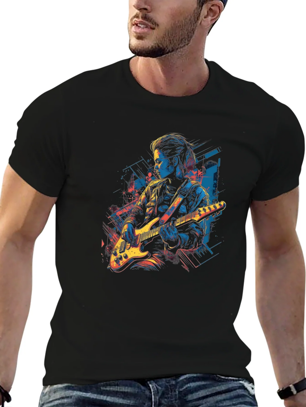 Guitar Player Graphic Black Tee product image 6
