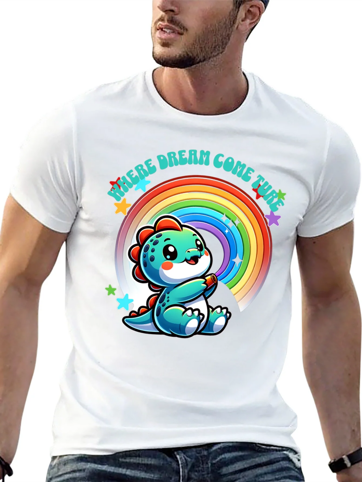 Cute Dinosaur Rainbow T-Shirt product image 8