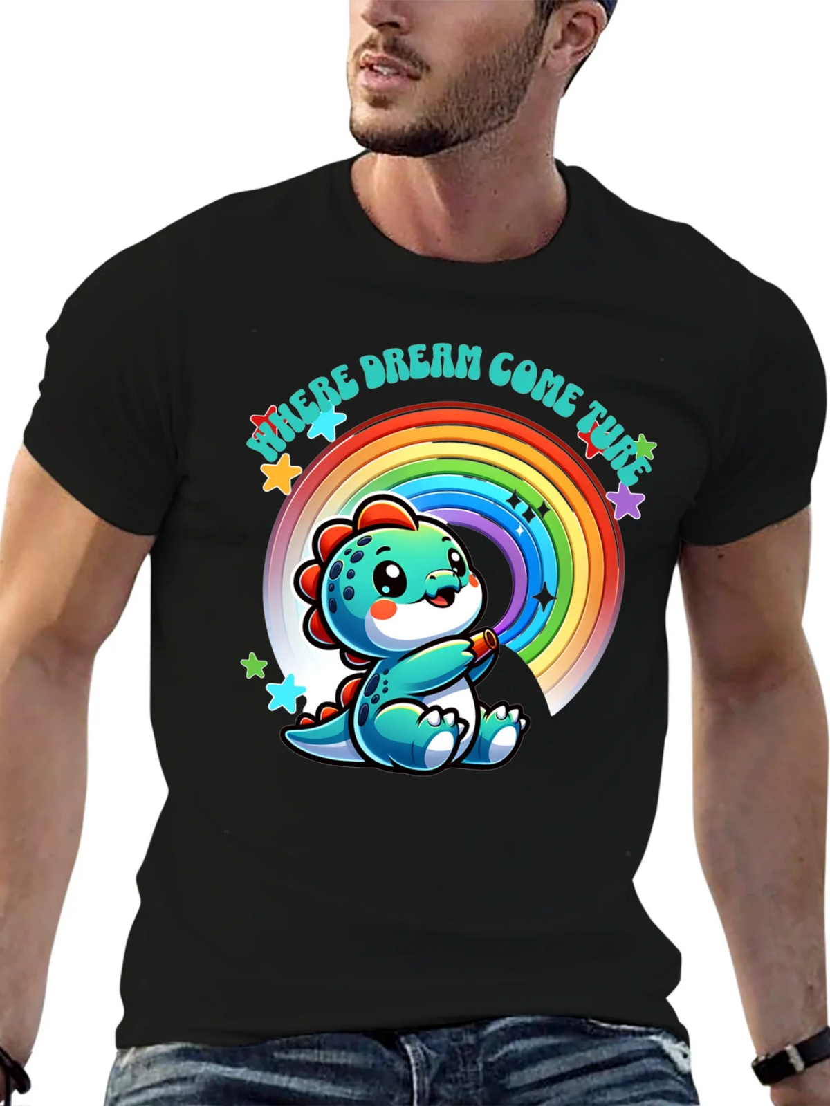 Cute Dinosaur Rainbow T-Shirt product image 3