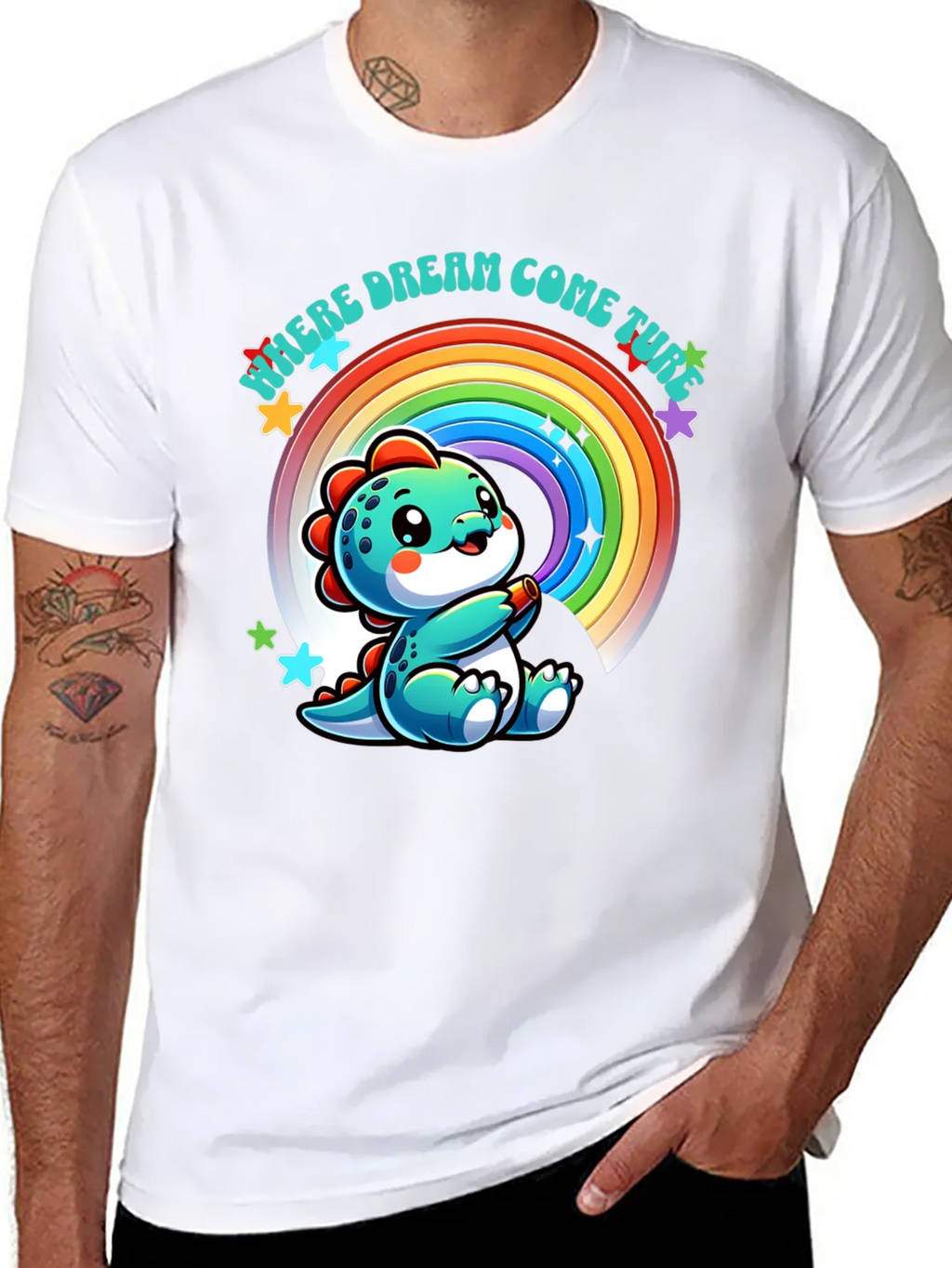 Cute Dinosaur Rainbow T-Shirt product image 4