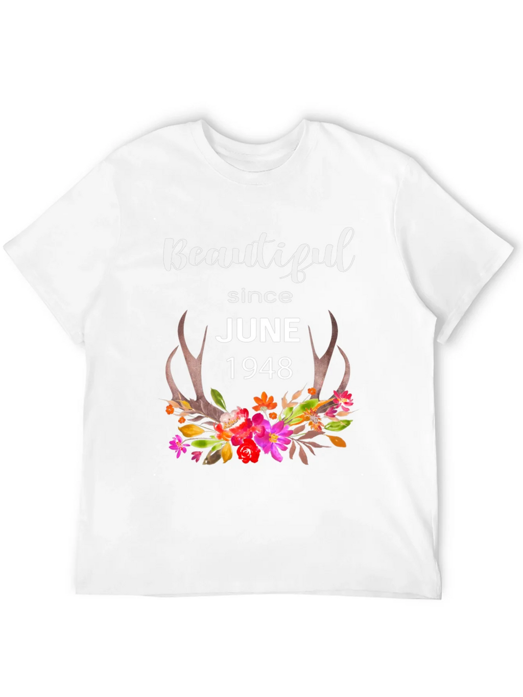 Beautiful Since June 1948 Floral Antler T-Shirt product image 7