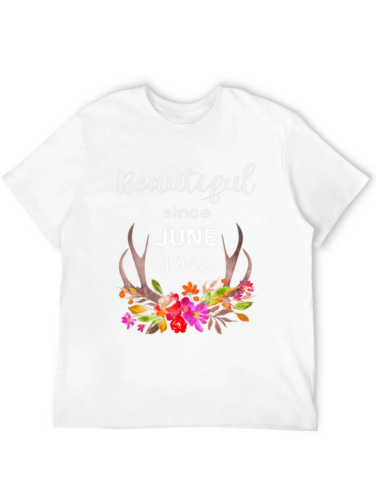 Beautiful Since June 1948 Floral Antler T-Shirt product image 7