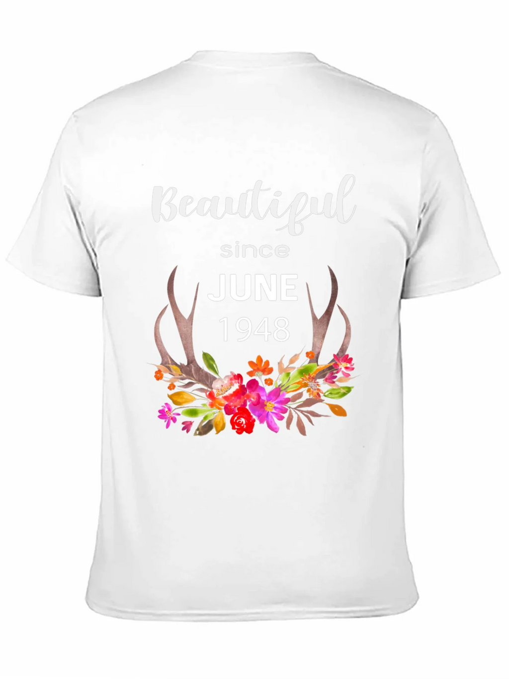 Beautiful Since June 1948 Floral Antler T-Shirt product image 6