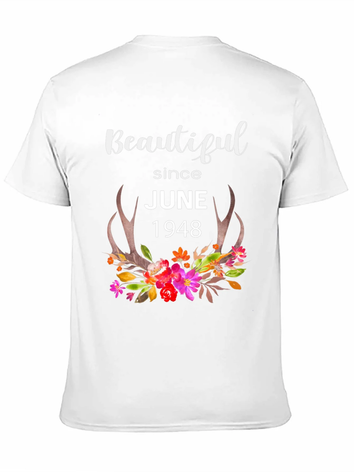 Beautiful Since June 1948 Floral Antler T-Shirt product image 6