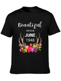 Beautiful Since June 1948 Floral Antler T-Shirt product image 1