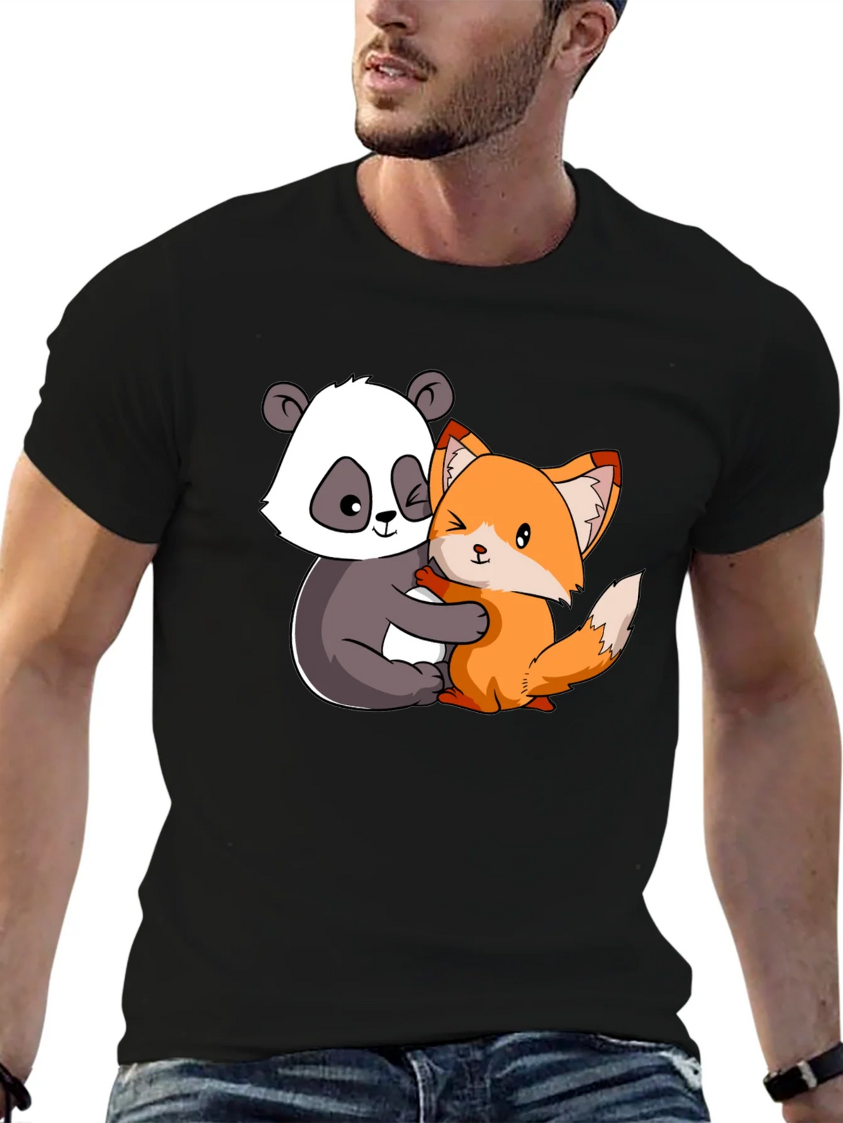 Panda and Fox Hug Graphic Tee product image 6