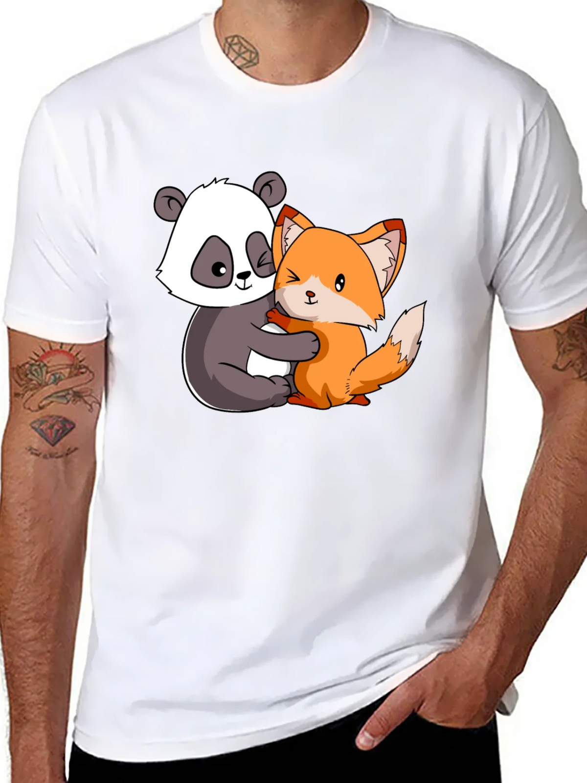 Panda and Fox Hug Graphic Tee product image 7
