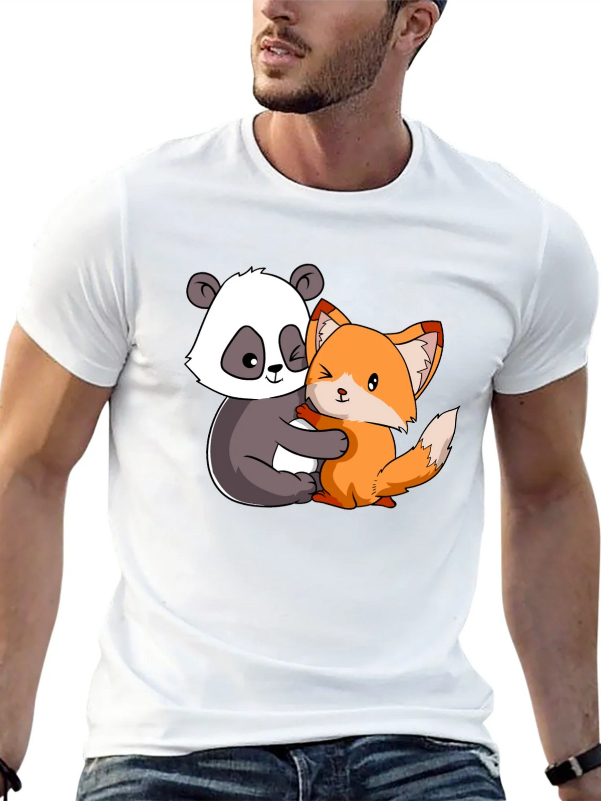 Panda and Fox Hug Graphic Tee product image 12