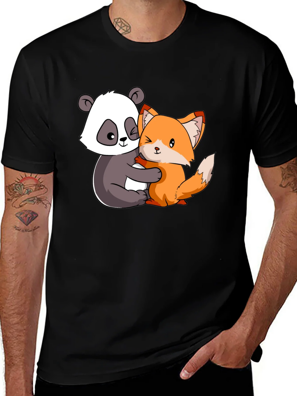 Panda and Fox Hug Graphic Tee product image 1