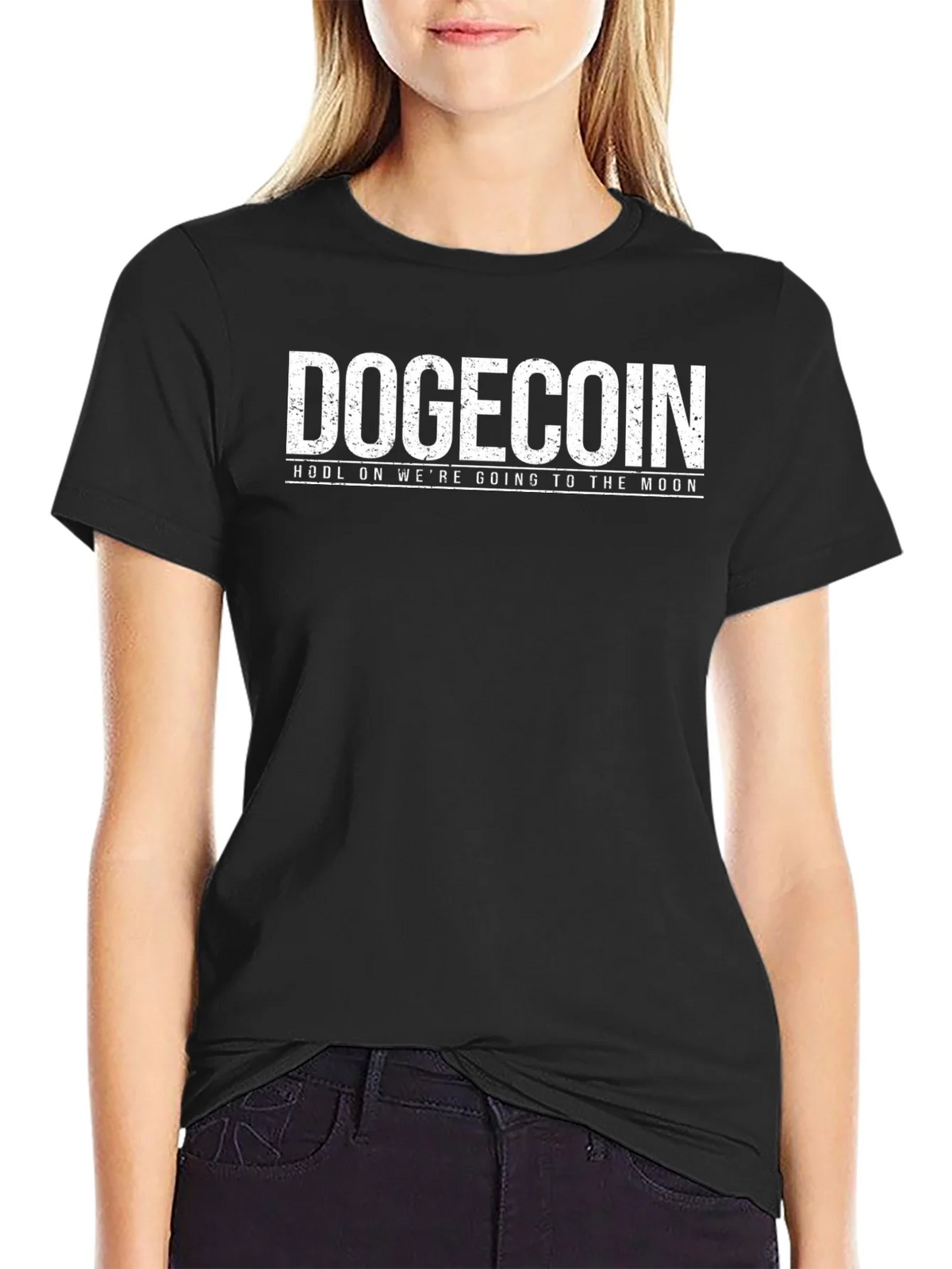 Dogecoin HODL Moon Black T-Shirt product image 2