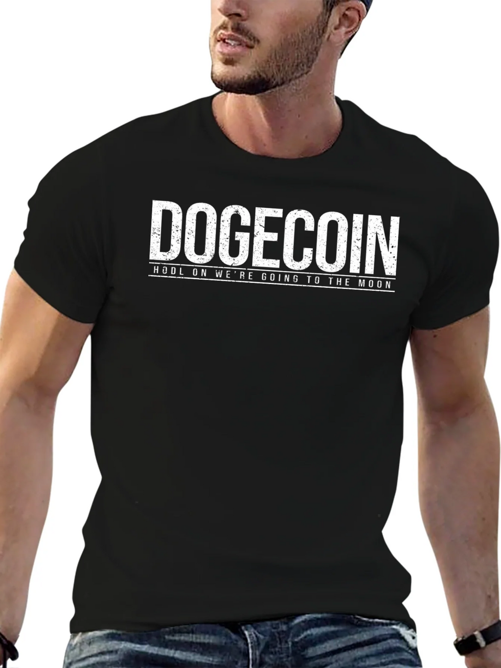 Dogecoin HODL Moon Black T-Shirt product image 6